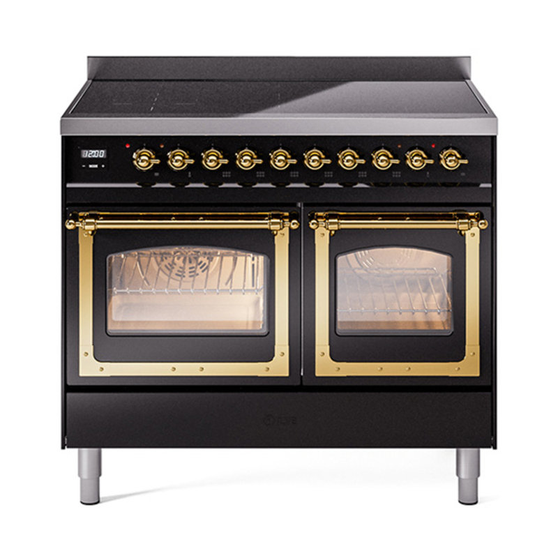 ILVE Nostalgie II Noblesse 40 po à induction, Noir brillant / laiton