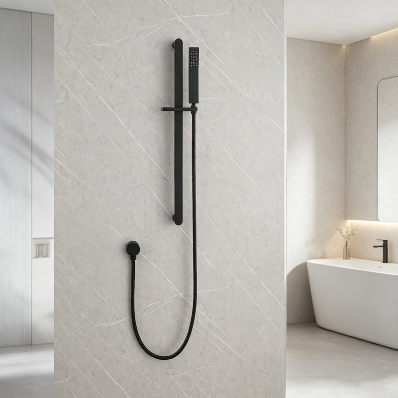 Brushed Gold High Pressure Handheld Shower Slide Bar Kit with 59" Hose, Matte Black