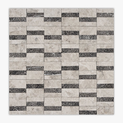 Galaxy Silver, Nero Marquina Honed Budapest Limestone; Marble Mosaic