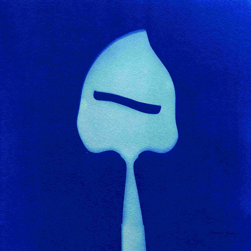 «Cyanorph Kitchen II» par Nancy Green - Peinture, H 12 po x l 12 po, Toile tendue