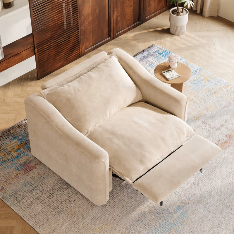 Causeuse inclinable surdimensionnée Modern Power, Beige Pet-Friendly Fabric