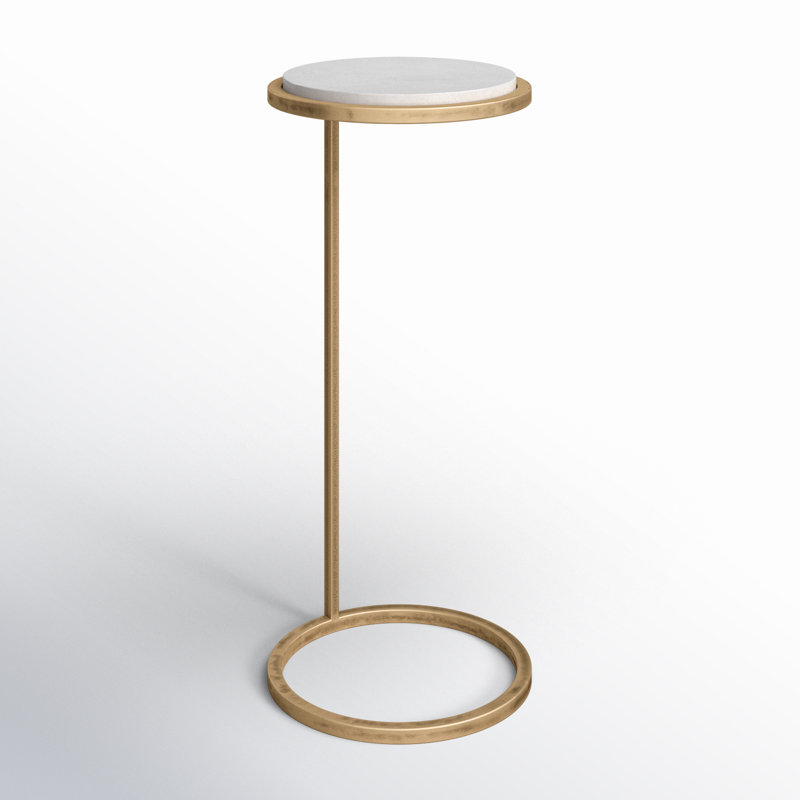Cinna Marble End Table, White Top/Gold Base