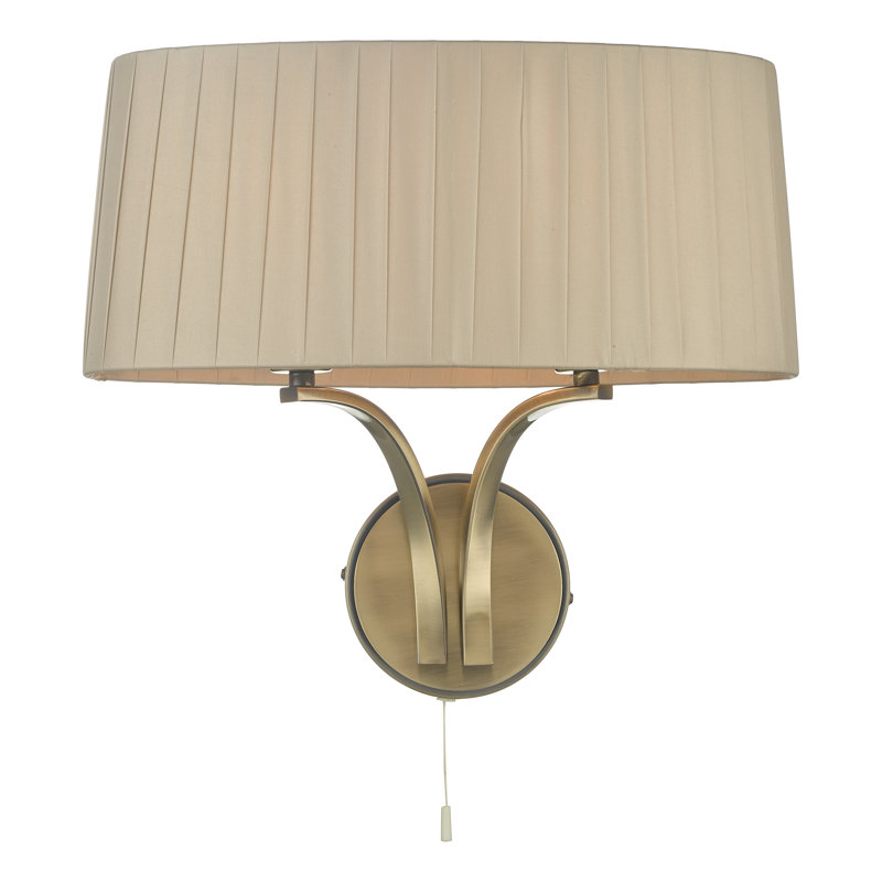 Articombe Candle Wall Light, Antique Brass, Taupe