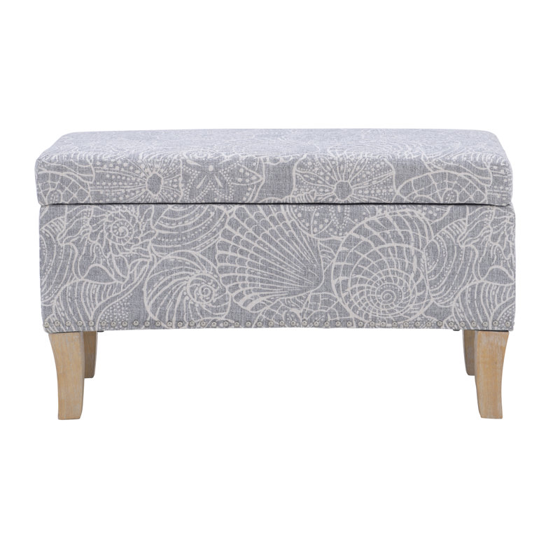Pierro Upholstered Storage Bench, Gray Geometric