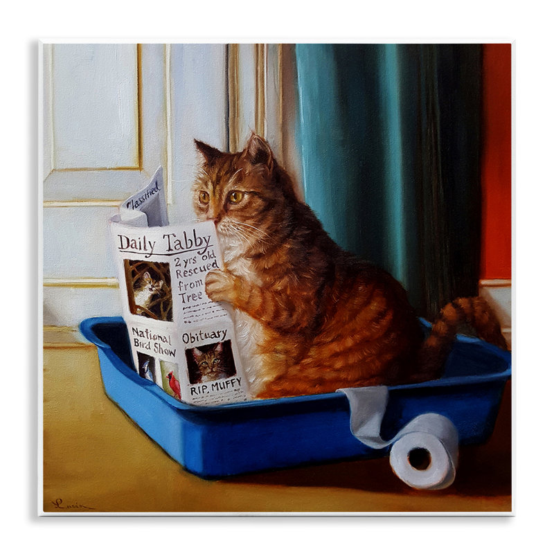 Litière lisant un chat amusant par Lucia Heffernan - Peinture