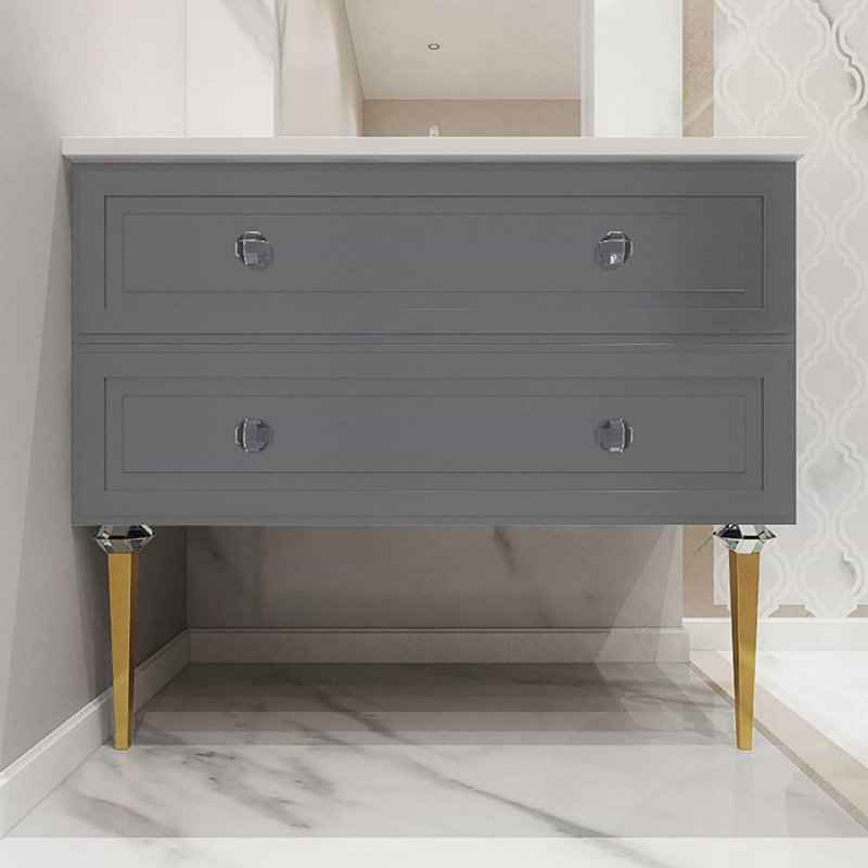 Alma 30.25" Wall Mounted Single Bathroom Vanity with Top, Grigio Gray
