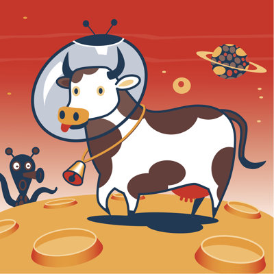 Cows On Mars by RUSSELLTATEdotCOM - No Frame Print on Canvas