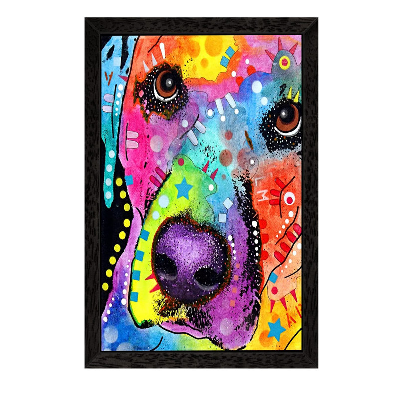 Closeup Labrador by Dean Russo - Print on Canvas, 66.04 cm H x 45.72 cm W, Black Framed