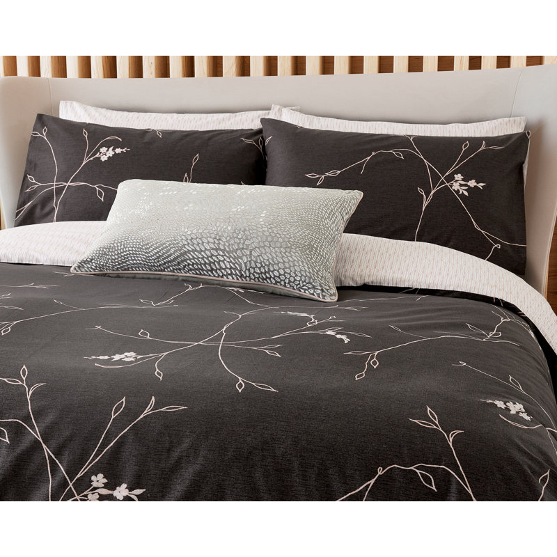 MāLie Black 100% Cotton Duvet Cover Set, Super King - 2 Standard Pillowcases