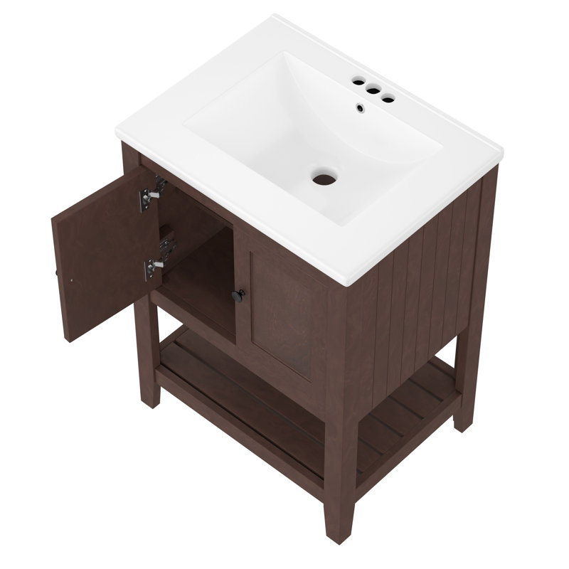 Ensemble de meuble-lavabo simple 24 po Johnallen, Brun