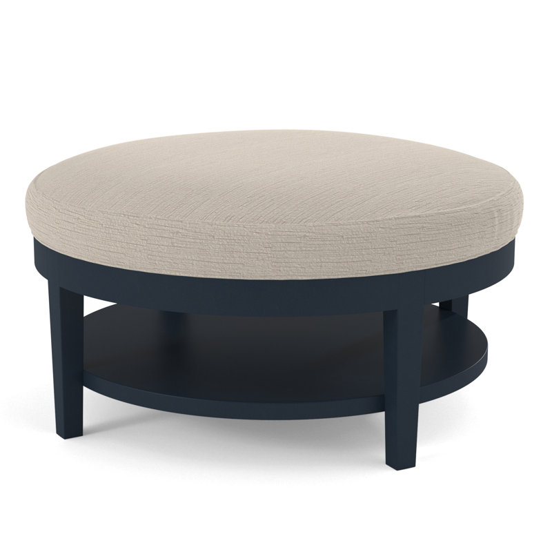Midtown Upholstered Ottoman, Lapis Plaid; 0126-63, Navy Finish
