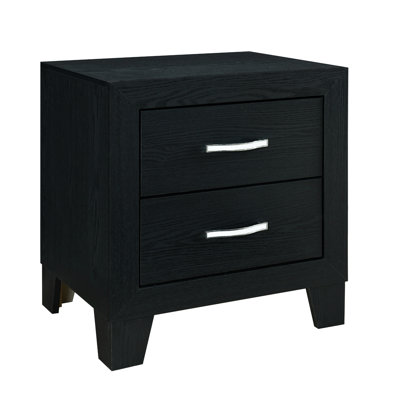 Table de chevet moderne en bois massif et noir avec 2 tiroirs et 2 tiroirs
