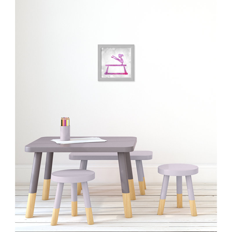 Gymnastique 3, impression sur papier, H 14 po x l 14 po x P 0,63 po, Encadrement argent brossé