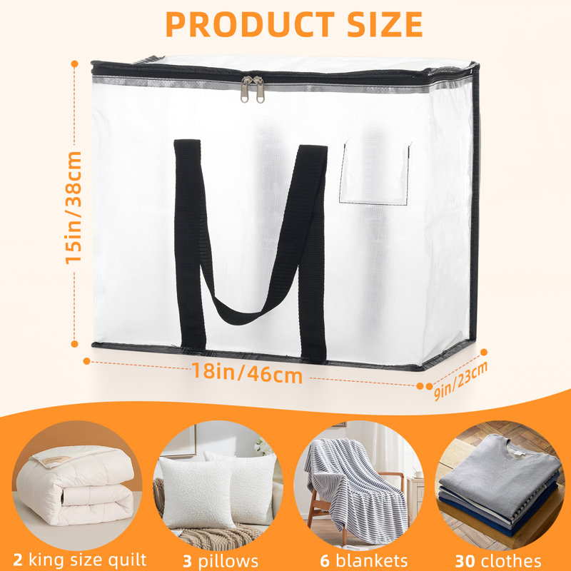 Sac de rangement de grande capacité 40L, organisateurs de garde-robe pliables pour édredons, couvertures (ensemble de 4)