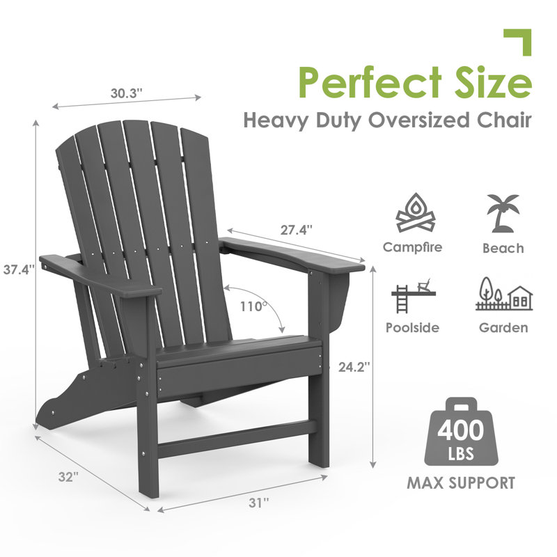 Alvertia Outdoor Adirondack Chair, Gray