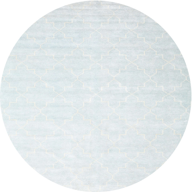 Tapis contemporain gris / blanc, Rond 8 pi