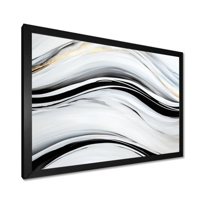 Black And Grey Stone Abstract Waves I - Abstract Modern Waves Wall Décor