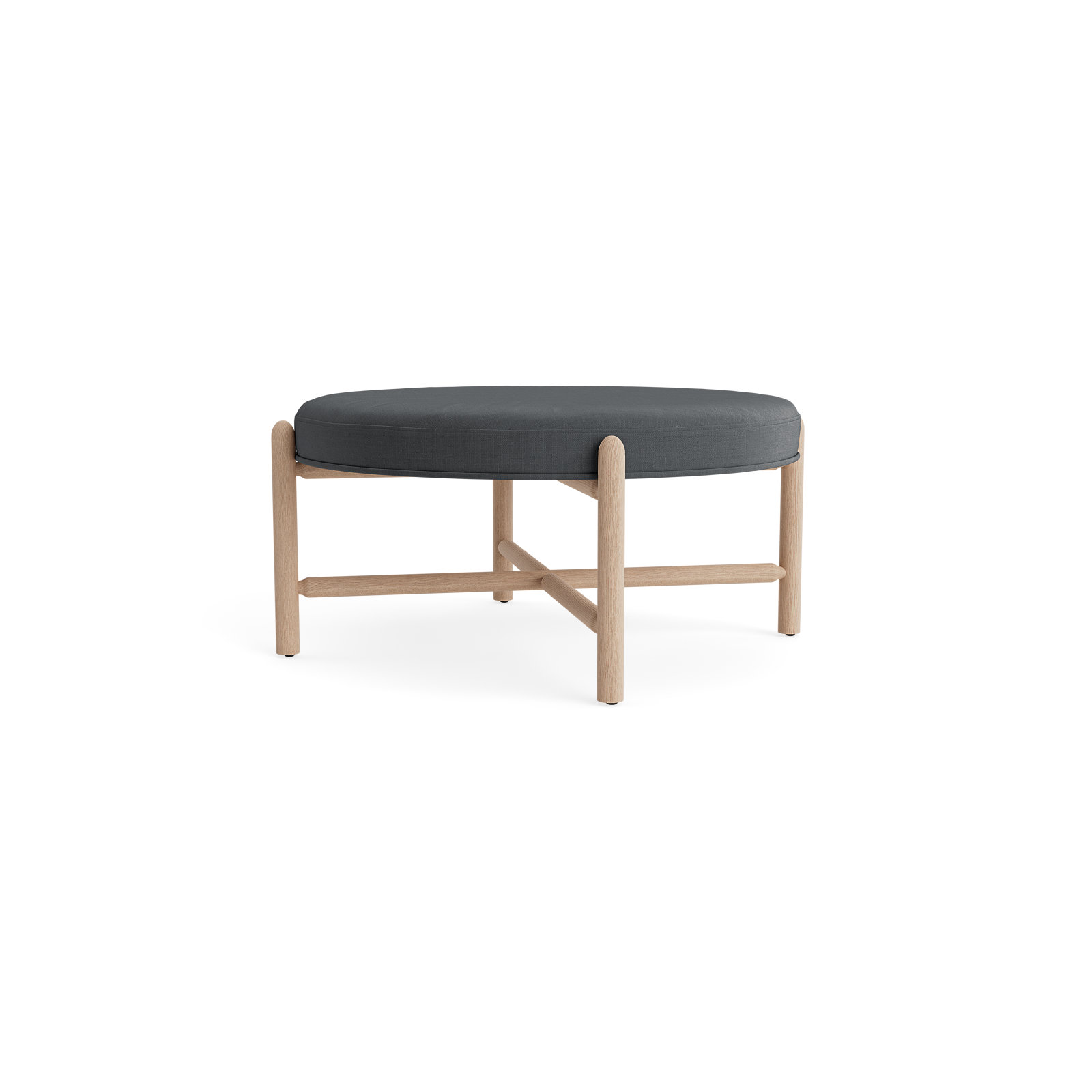 Vane 36" Round Ottoman, Charcoal, Oak