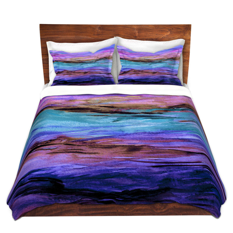Ensemble de housse de couette unanchoi, 1 housse simple + 1 taie standard, Mauve / bleu / rose