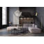 AISHA Nest of 2 Frame Black Coffee Tables with Glass Top