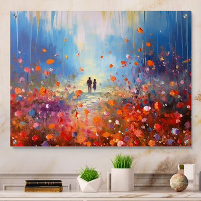 Couple marchant dans la romance artistique - Couple, art mural en acrylique pour le salon