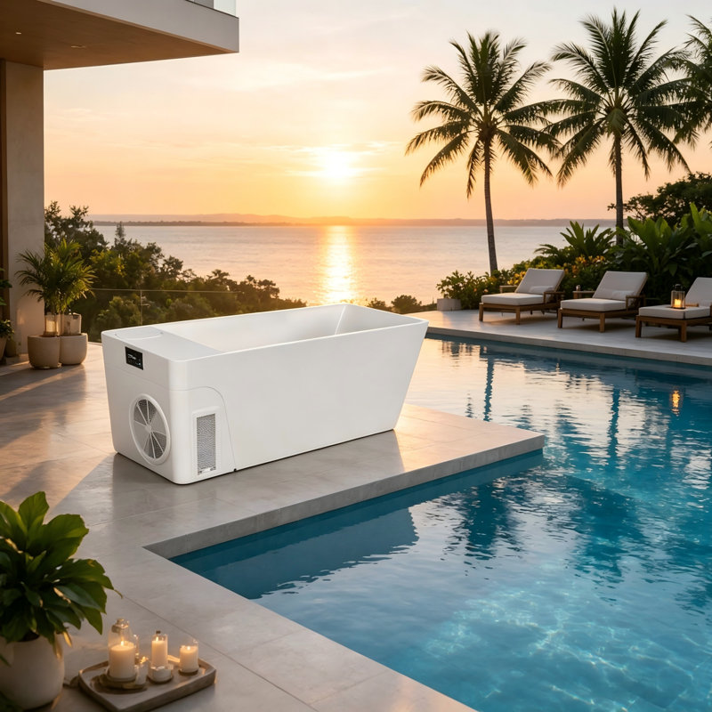 Baignoire d'immersion froide autoportante pour 1 personne avec refroidisseur de glace intégré et support de téléphone réglable