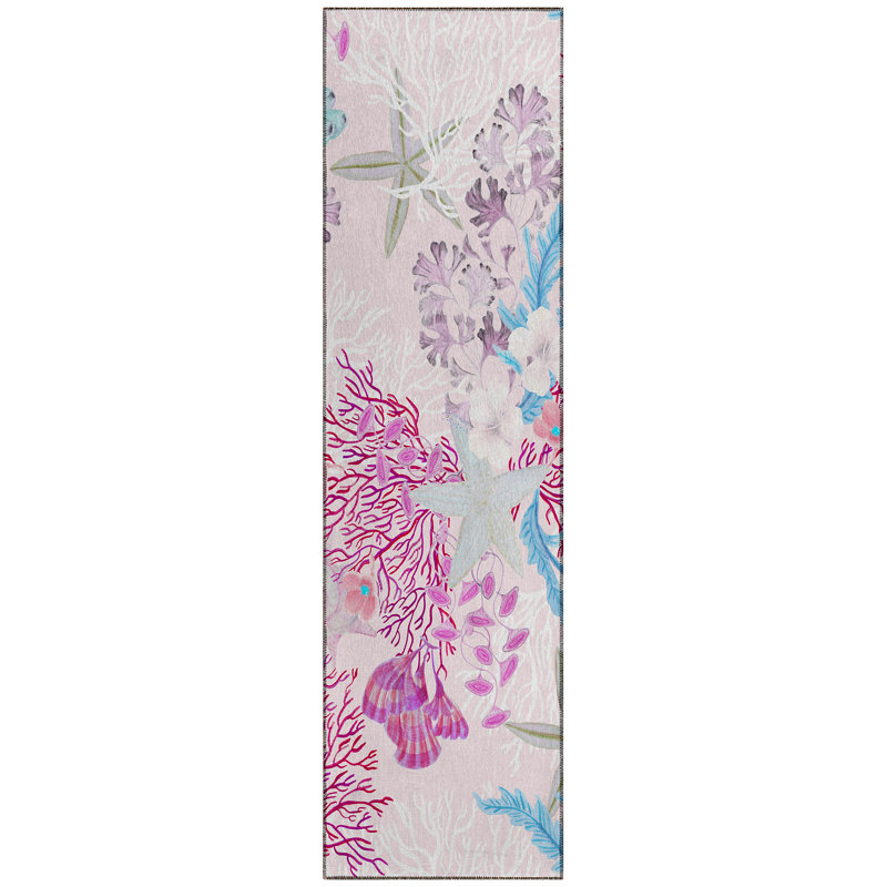 Gerharda Washable Floral Indoor / Outdoor Rug, Runner 2'3" x 7'6"