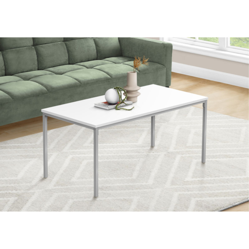 Table basse Tasfiah, décor, cocktail, rectangulaire, salon, métal, stratifié, Blanc, Gris