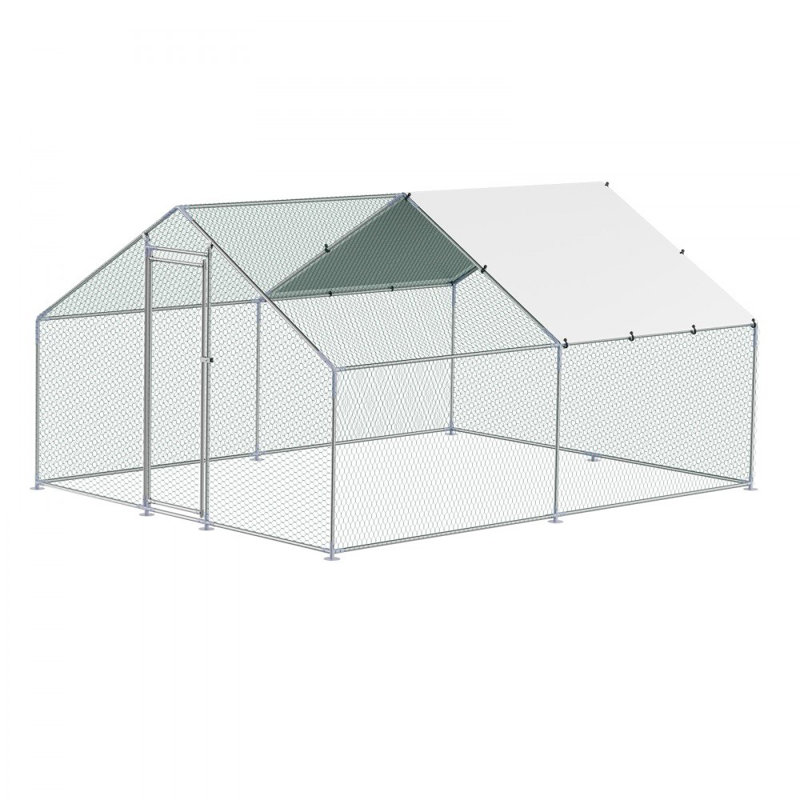 Poulailler en métal avec couvercle, H 78,72 po x l 157,44 po x P 118,08 po