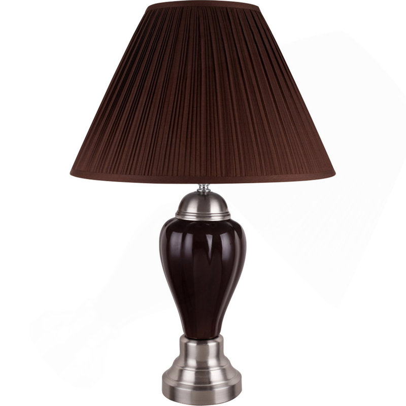 Lampe de table 1pc, Argent/Brun, Brun