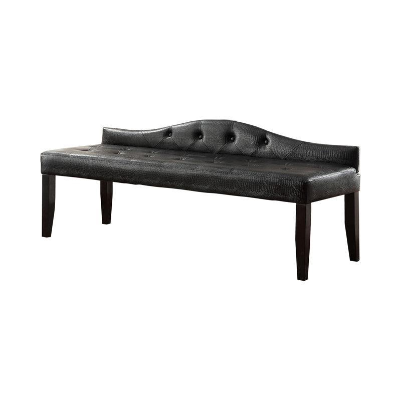 Banc en similicuir Fela, Noir, H 26 po x l 64 po x P 21 po
