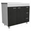Armoire Ferretti, trois tiroirs, double porte, quatre pieds - blanc / noir