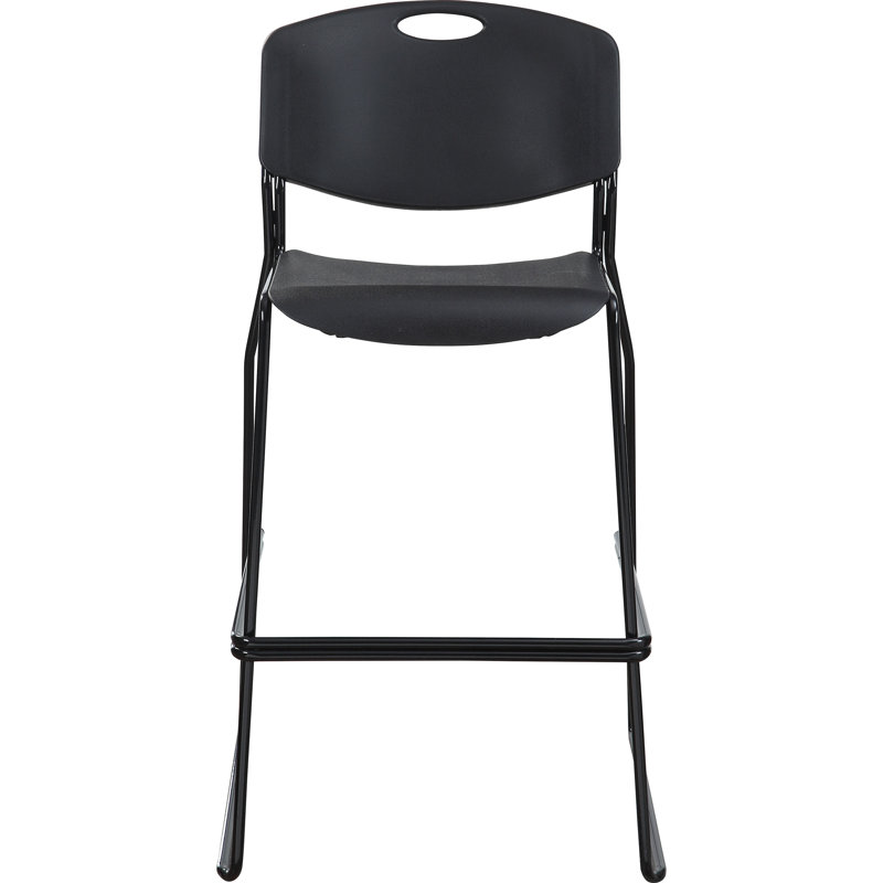 Sleek Black Steel and Acrylic Stacking Bistro Chair, Set of 2