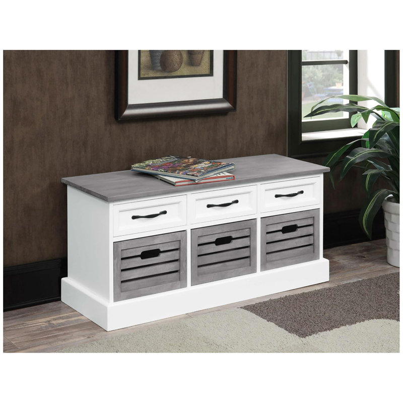White and Weathered 3-Drawer Storage, Gray