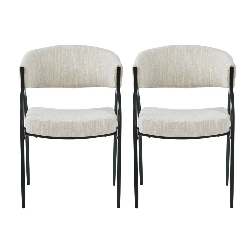 Chaises de salle à manger rembourrées avec pieds en métal (ensemble de 2), Beige