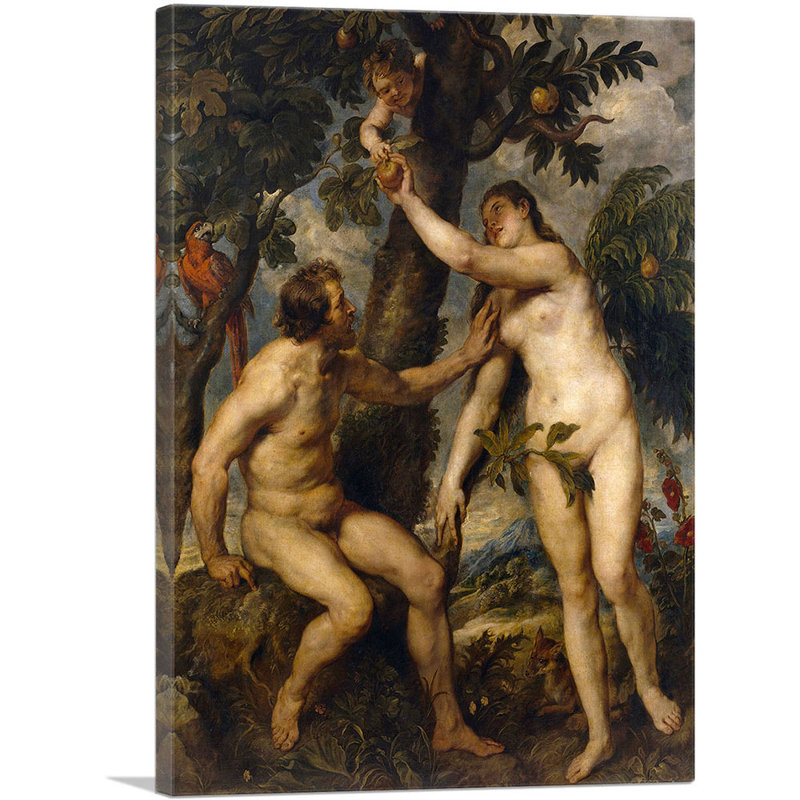 «Adam and Eve the Fall of Man 1629» par Peter Paul Rubens, reproduction d'art sur toile tendue, H 18 po x l 12 po x 1,5 po