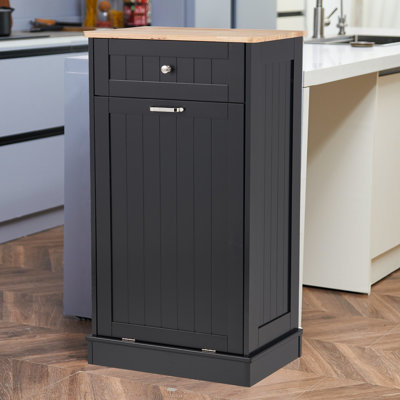 Armoire à ordures inclinable 13 gallons, poubelle cachée en bois à l'épreuve des animaux pour la cuisine