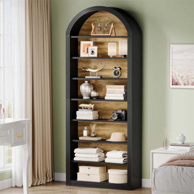 Tall 8-Tier Arched Open Display Storage Shelving Unit For Living Room, Office, And Bedroom