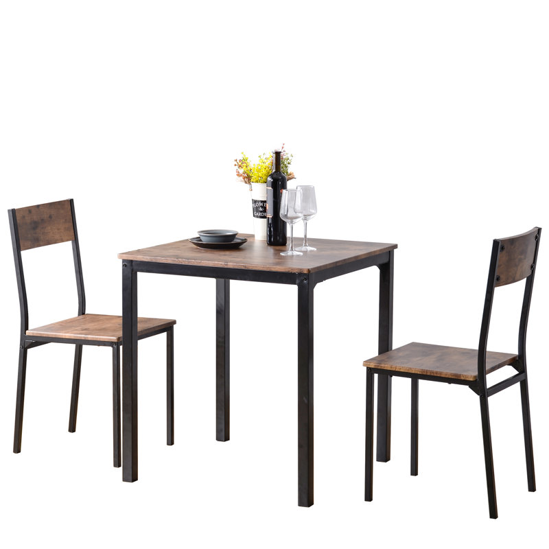 Fremont 2 - Person Dining Set, Rustic Brown/Black, Black, Rustic Brown