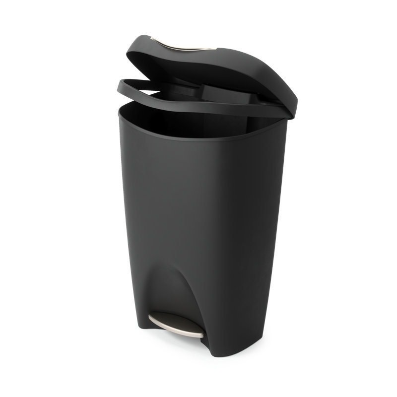 Calhoon Plastic 13 Gallon Step On Trash Can, Black