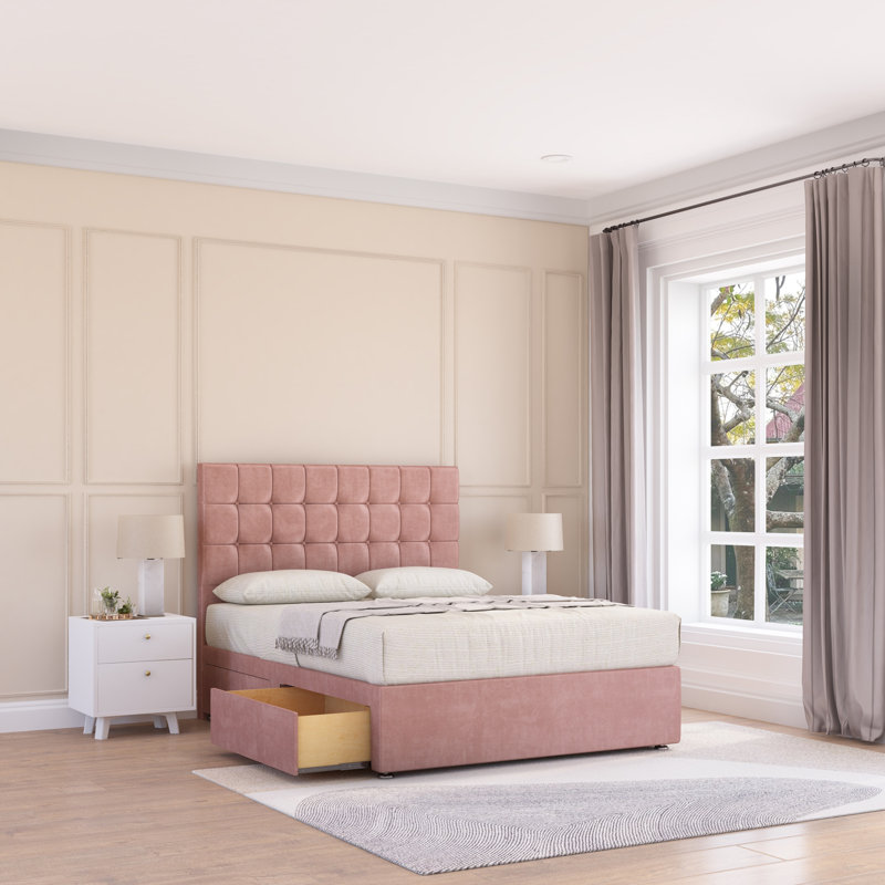 Upholstered Bed, Double (4'6), Pink