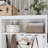 55.3" W White Farmhouse 2-Piece Hall Tree Set with Storage Cabinet, Bench, 6 Hooks and 2 Drawers