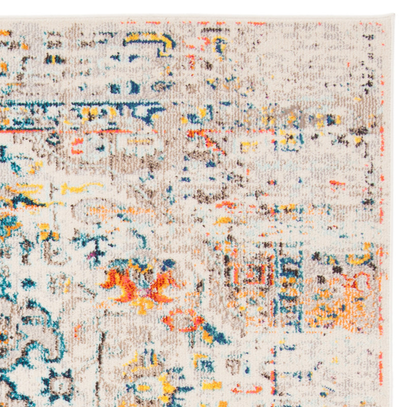 Felty Oriental Cream/Blue Area Rug, Square 9'
