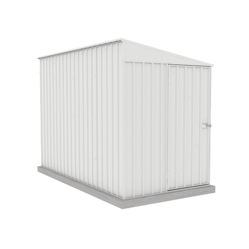 Absco Durango  5' x 10' Metal Galvanized Steel Weather Resistant Bike Storage Shed Surfmist, 5 Ft. x 10 Ft., White