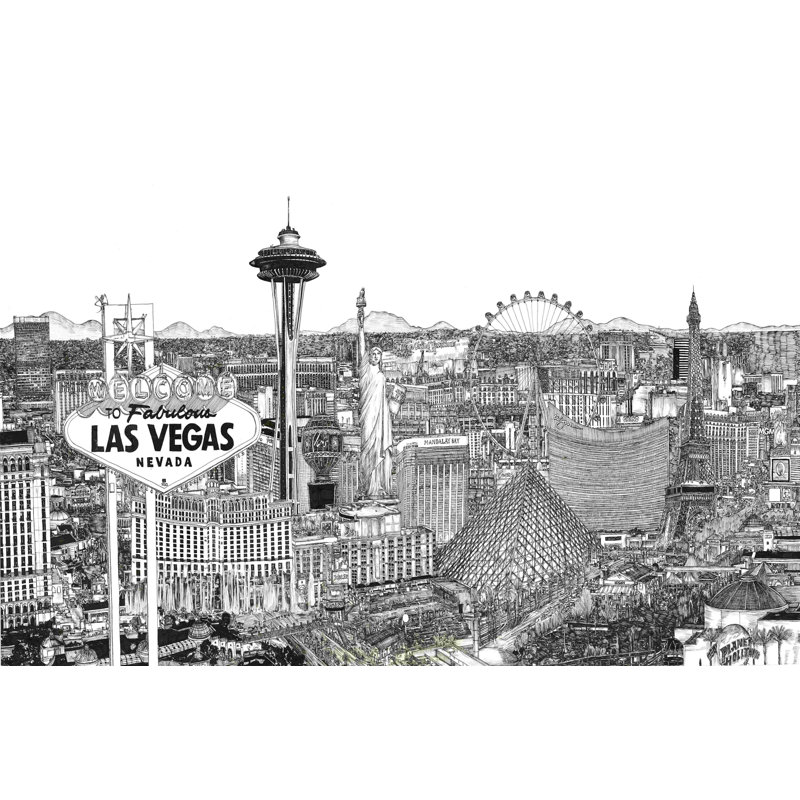 " Vegas Skyline In B&W " by Melissa Wang, 8" H x 12" W  