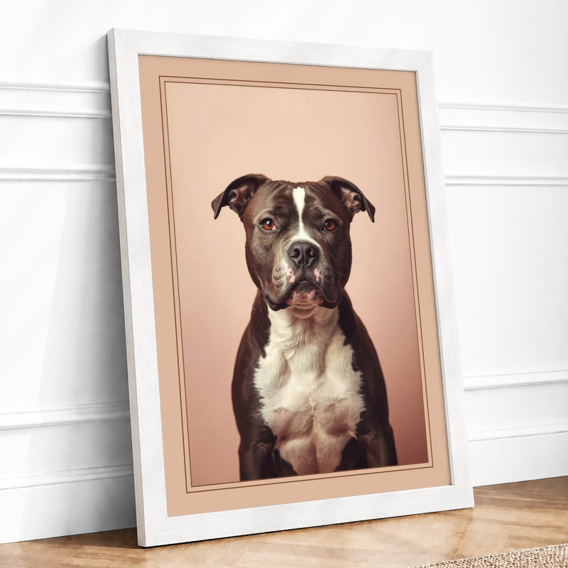 Noble Pit Bull Modern - Print, A2 - 59.4 x 42.0 cm, White