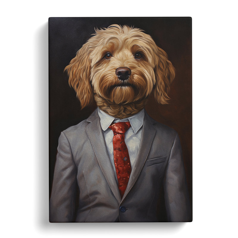 Labradoodle in a Suit Painting No.2 - Wrapped Canvas, 76cm H x 50cm W x 3cm D