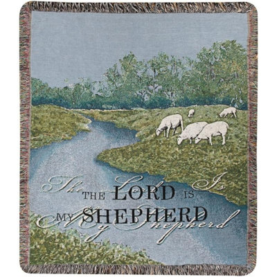 Jeté manuel tapissier en coton 50 x 60 po The Lord Is My Shepherd