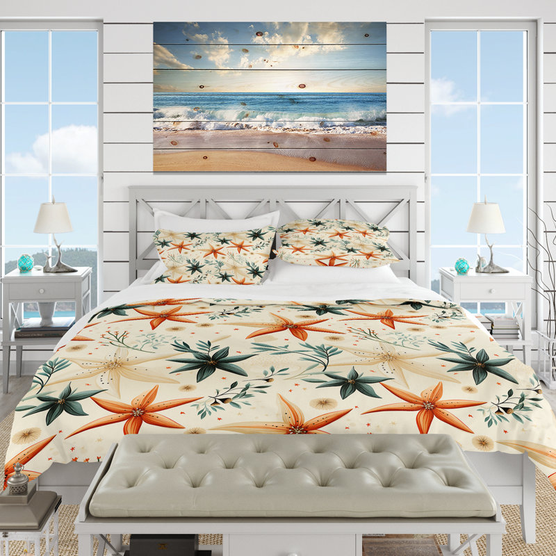 Ensemble de housse de couette Coastal Starfish, Housse de couette pour très grand lit et 2 très
