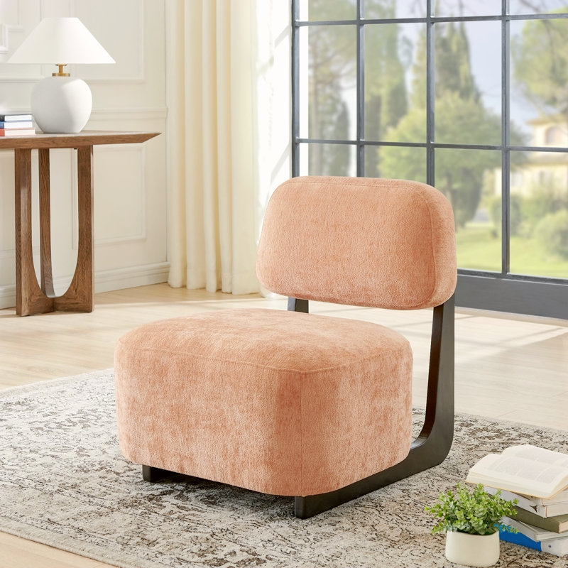 Chaise d'appoint moderne Solara avec structure en bois massif, Orange